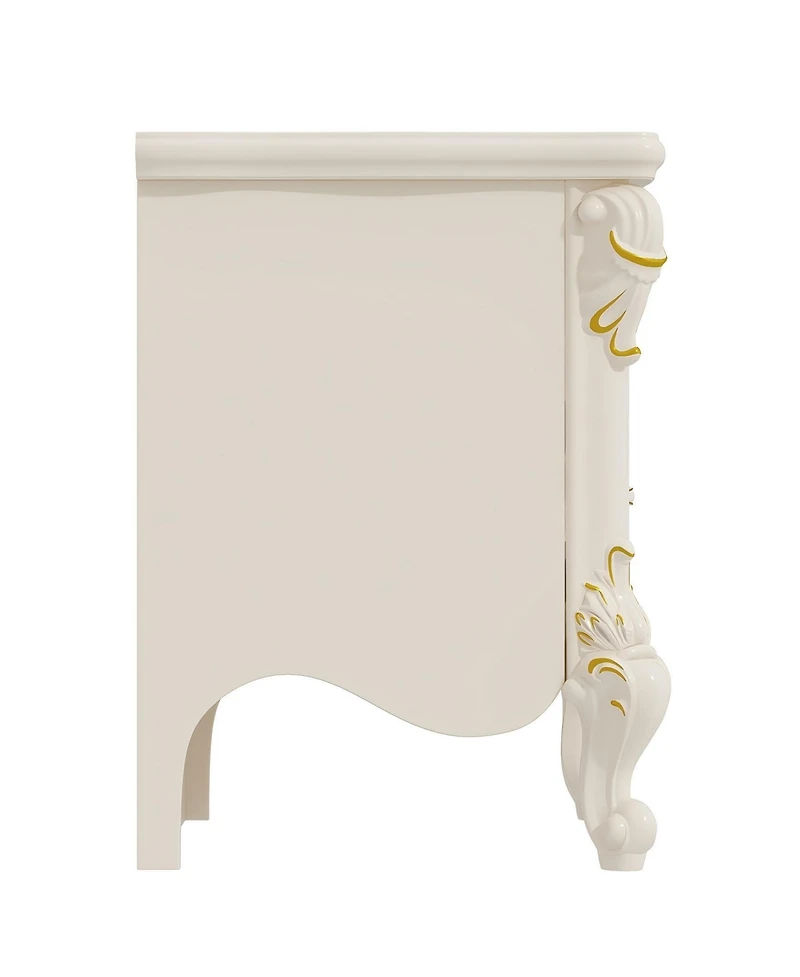 Homsee Rectangle White Wooden 1 Drawer Writing Desk