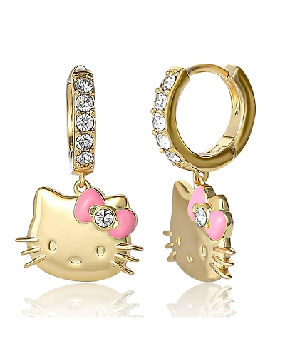 Hello Kitty Sanrio Pave Charm Hoop Earrings