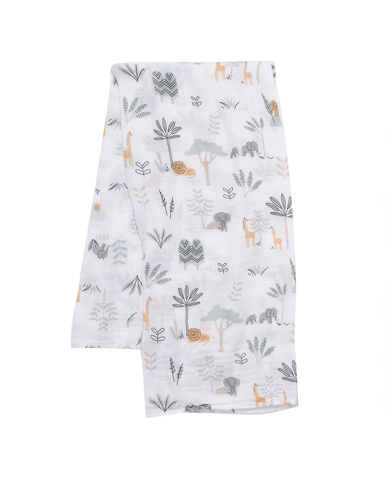 Lambs & Ivy Jungle Adventure 2-Pack Cotton Muslin Newborn Baby Swaddle Blankets