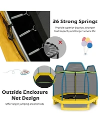 Costway 7FT Kids Trampoline W/Safety Enclosure Net Spring Pad