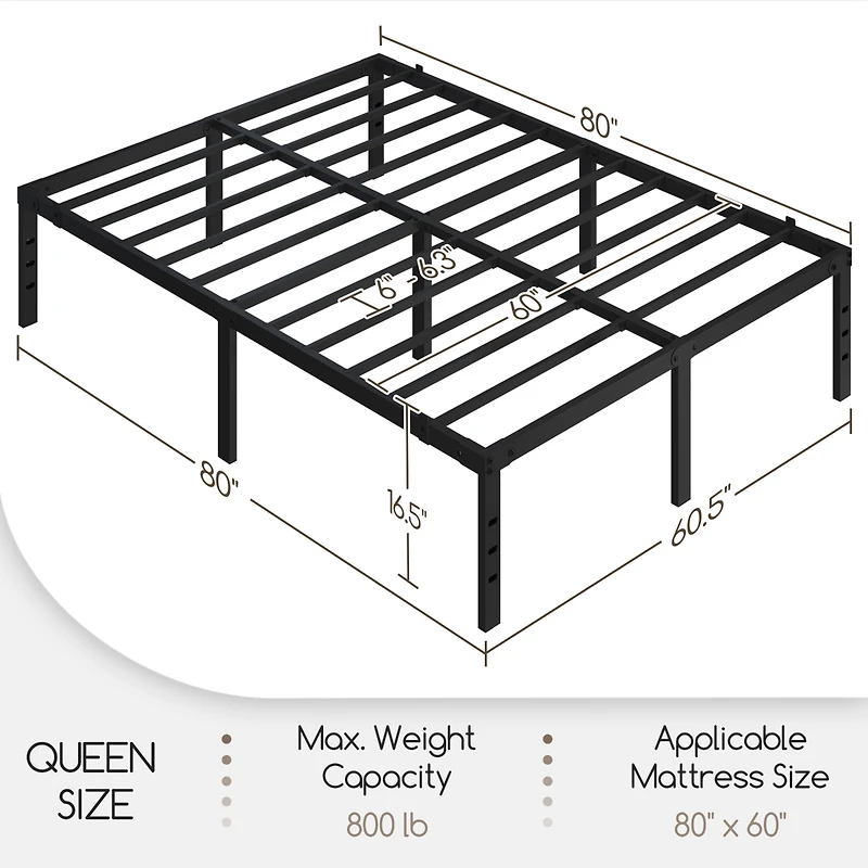 Yaheetech Metal Platform Bed Frame with Heavy Duty Steel Slat Support / Non-slip Mattress Foundation / No Box Spring Needed