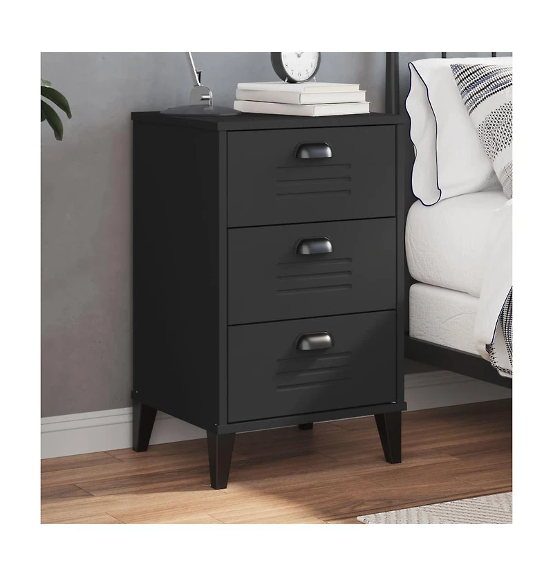 vidaXL Bedside Cabinet Viken Black Engineered Wood