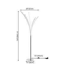 Jonathan Y Fuochi Modern Minimalist Metal 5-Branch Arc Dimmable Integrated Led Floor Lamp with Remote Control
