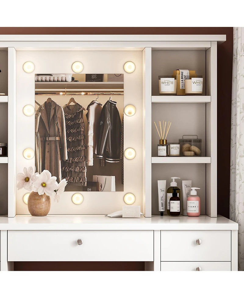 Vanity Desk with Led Lighted Mirror – Makeup Table with Drawers for Bedroom or Dressing Area