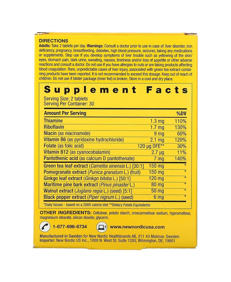 New Nordic Clear Brain Tablets | Supports Normal Cognitive Health and Memory | with Green Tea