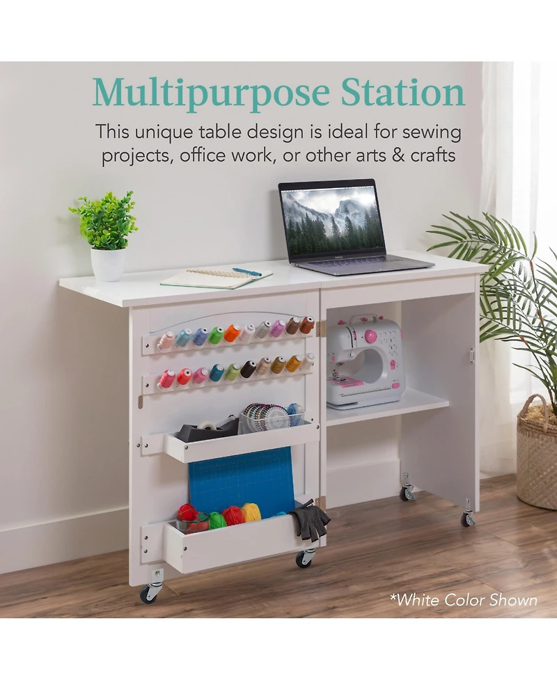 Best Choice Products Sewing Machine Table & Desk w/ Craft Storage and Trays
