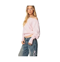 Edikted Womens Off Shoulder Oversized Sweater