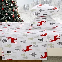 gaomon 4 Pieces Christmas Cotton Flannel Bedding Sheet Set