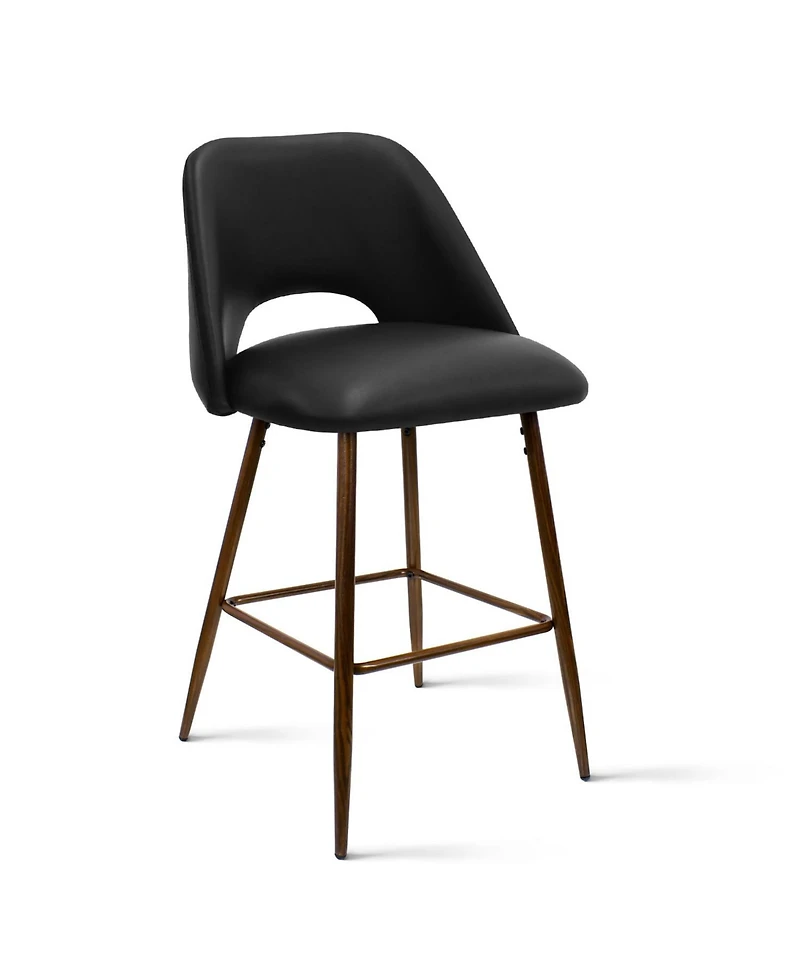 Maison Boucle 26 Counter Height Bar Stools Set Of 2,Armless Industrial Faux Leather Barstools with Metal Legs-Maison