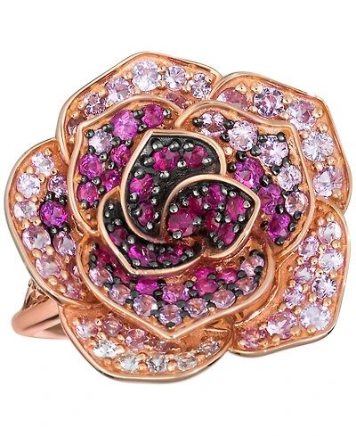 Le Vian Multicolor Sapphire (1-5/8 ct. t.w.) & Nude Diamond (1/8 ct. t.w.) Flower Statement Ring in 14k Rose Gold