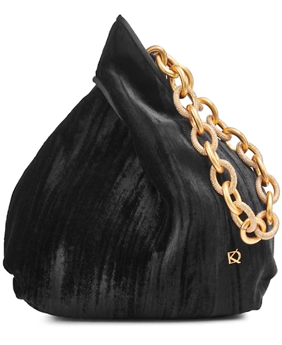 Donna Karan New York Lawrence Velvet Wristlet with Pave Chain Strap
