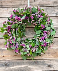 GreenishBlu Shades of Pink Silver Eucalyptus, Misty and Staice Real Wreath 22"