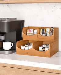 Seville Classics 3-Piece Stackable Bamboo Bin Organizer Set