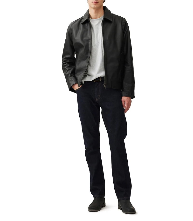 Rodd Gunn Men's Haymarket Zip Front Leather Jacket