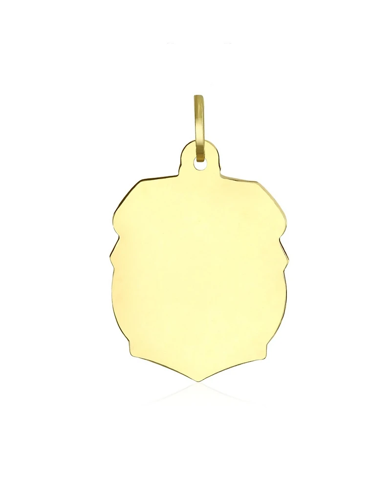 Bling Jewelry Yellow Real 14K Gold Archangel Religious Metal Protection Medallion Police Shield Saint Michael Pendant Necklace No Chain