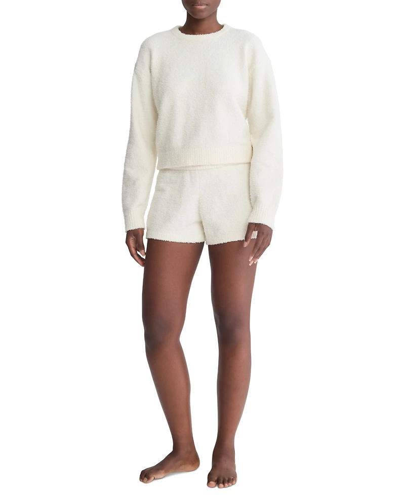 Calvin Klein Women's Cropped Plush Lounge Sweatshirt