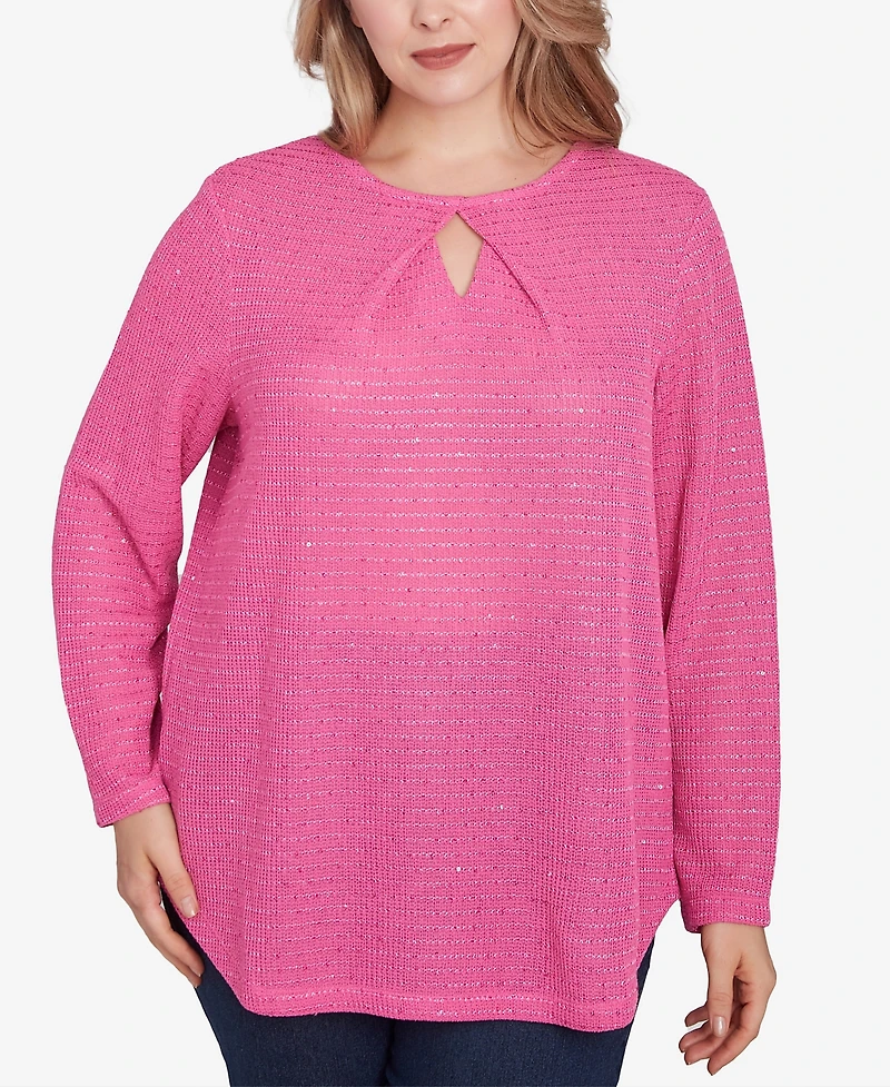 Ruby Rd. Plus Diamond Detail Sequin Knit Top