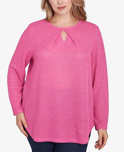 Ruby Rd. Plus Diamond Detail Sequin Knit Top