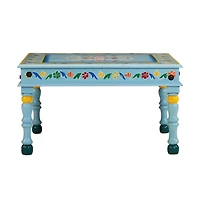 vidaXL Coffee Table Turquoise Hand Painted Solid Wood Mango
