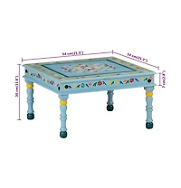 vidaXL Coffee Table Turquoise Hand Painted Solid Wood Mango