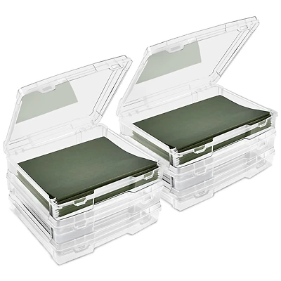 Sorbus Set of Wide Hanging File Organizer Bin Clear Plastic Stackable for Document Storage