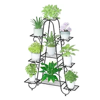 Unho 9 Tier Metal Garden Plant Stand Flower Pots Display Rack Holder for Plants Black