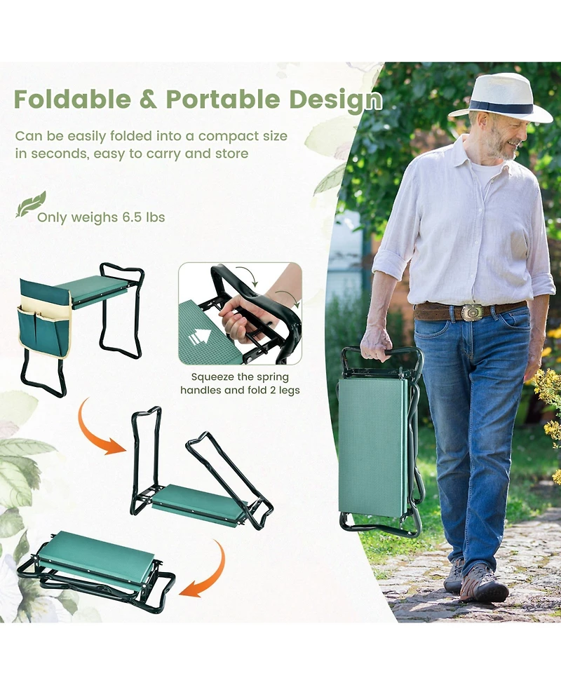 Garden Kneeler and Seat, Foldable Garden Stool Heavy Duty Gardening Bench