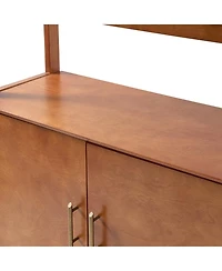 Hulala Home Augusto Mid-century Modern 76'' H x 36'' W Solid Wood Ladder Bookcase with Solid Wood Legs