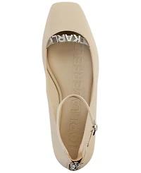 Karl Lagerfeld Paris Women's Zyvia Logo Ankle Strap Flats