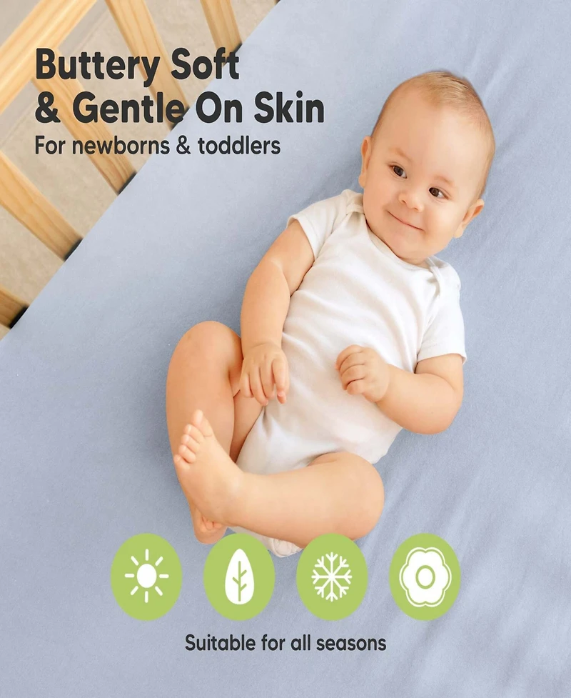 KeaBabies 2pk Isla Waterproof Mini Crib Sheets for Boy, Girl, Soft Pack and Play Graco Mattress