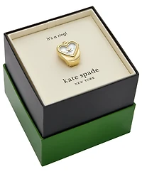 Kate Spade New York Women's Monroe Heart Three-Hand Gold-Tone Stainless Steel Ring Watch, 22mm