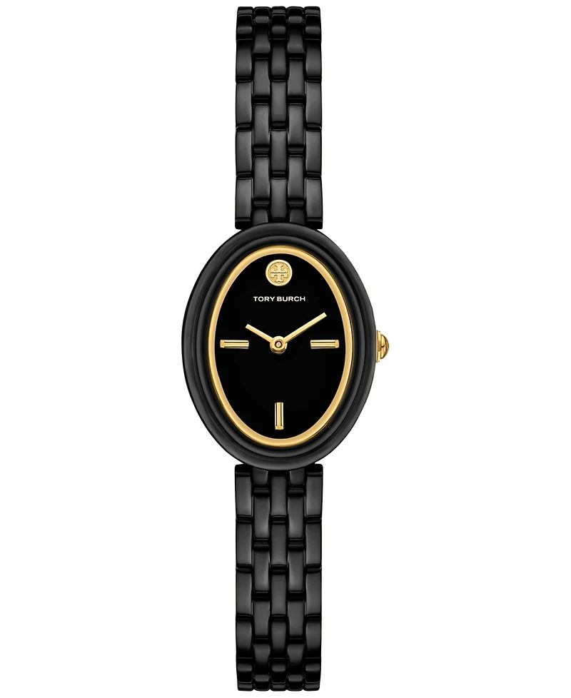 Tory Burch Women's The Oval Black-Tone Stainless Steel Bracelet Watch 28mm