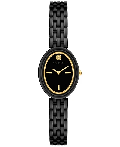 Tory Burch Women's The Oval Black-Tone Stainless Steel Bracelet Watch 28mm