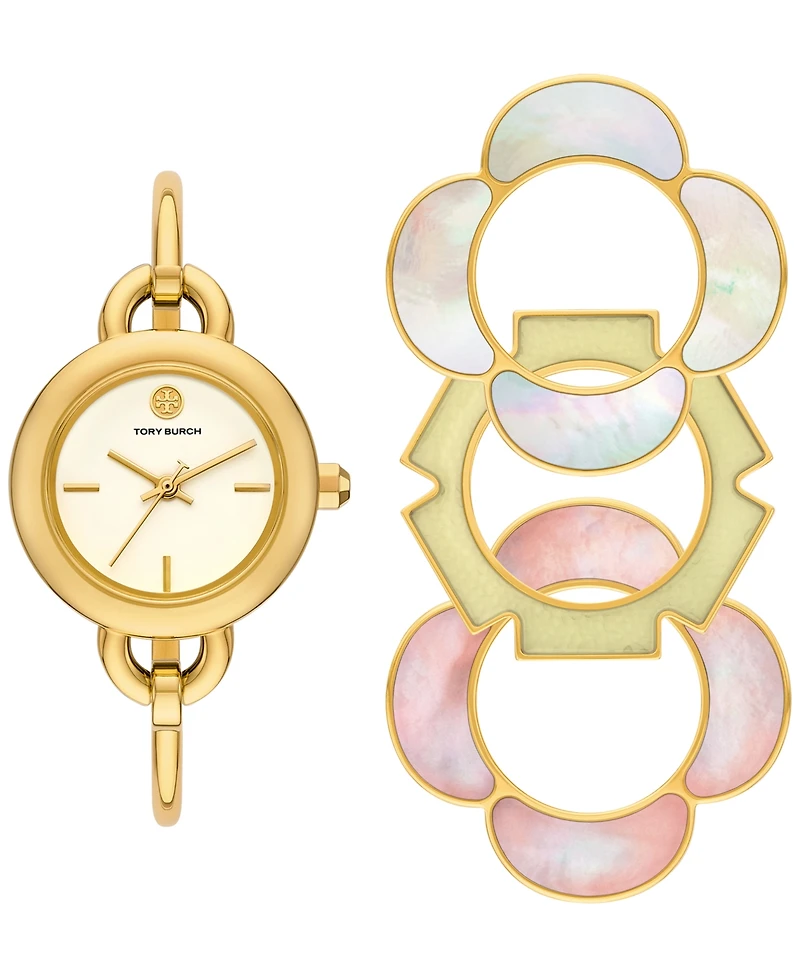 Tory Burch Women's The Kira Gold-Tone Stainless Steel Bangle Bracelet Watch 27mm Gift Set
