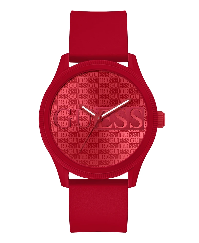 Guess Men's Analog Red Silicone Watch 45mm
