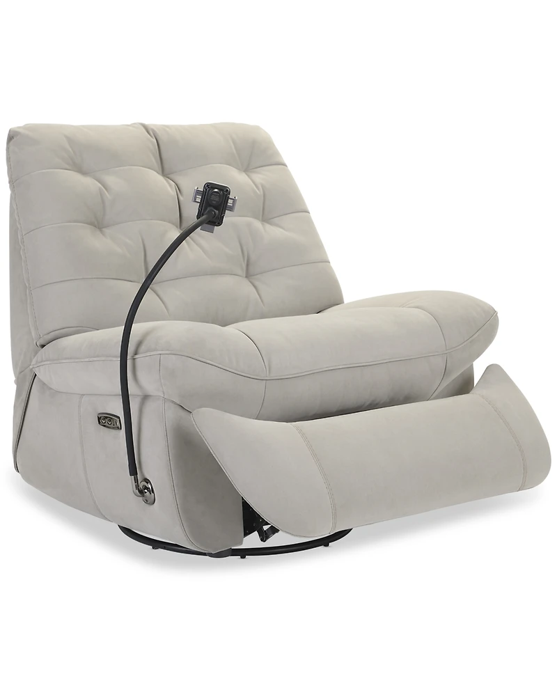 Bovell Fabric Power Swivel Glide Recliner, Created for Macy's