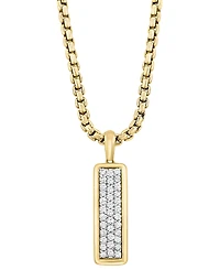 Effy Men's Zircon Cluster Elongated Dog Tag 22" Pendant Necklace (7/8 ct. t.w.) in Gold-Plated Sterling Silver
