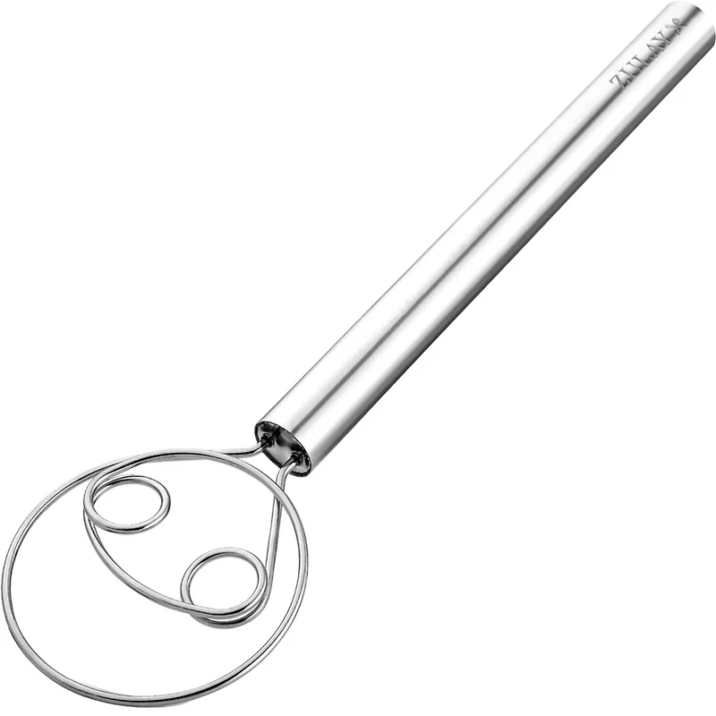 Zulay Kitchen Stainless Steel Danish Whisk for Cooking with Dough Hook