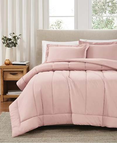 Brooklyn Loom Solid Cotton Percale 3-Pc. Comforter Set, King