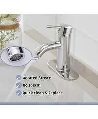 Greenspring Bathroom Sink Faucets Chrome Single Handle Lavatory Basin Bath Tap Deck Mount 1 Hole Modern Commercial Vanity Faucet Brass Lead-Free, with