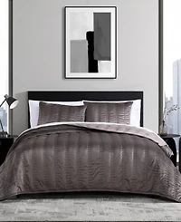 Closeout! Vera Wang Linear Stitch Velvet 3-Pc. Quilt Set