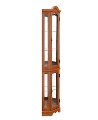 Simplie Fun Lighted Glass Curio Cabinet with Crown Corner