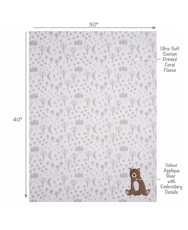 Bedtime Originals Sleepytime Bear White/Brown Soft Fleece Baby Blanket