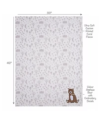 Bedtime Originals Sleepytime Bear White/Brown Soft Fleece Baby Blanket