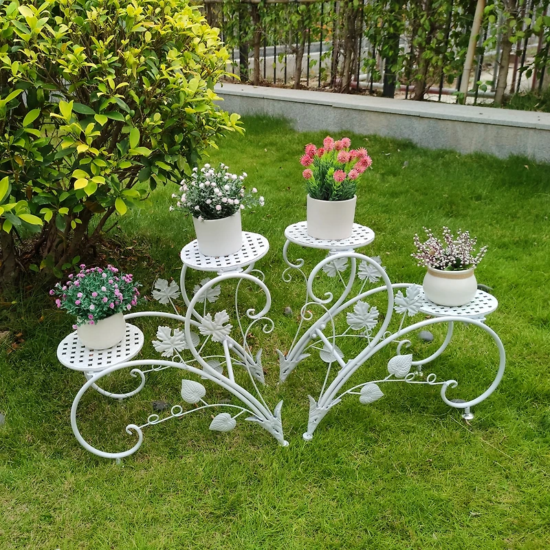 Unho Classic Art Metal Plant Stand Flower Pots Holder Rack Plant Garden Balcony Patio