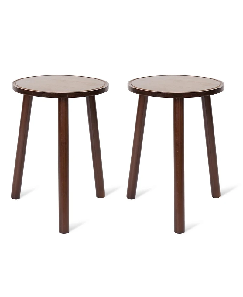 Unho 2 Pack Small Round Side Table Mid Century Tripod Plant Holder 16.5in Tall for Home Decor