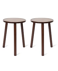 Unho 2 Pack Small Round Side Table Mid Century Tripod Plant Holder 16.5in Tall for Home Decor