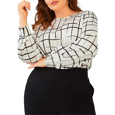 Eloquii Plus Raglan Sleeve Printed Blouse
