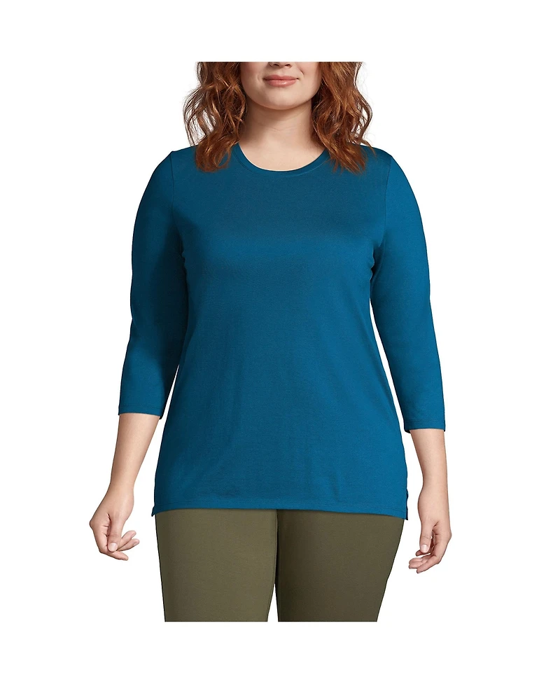 Lands' End Women's Plus 3/4 Sleeve Cotton Supima Tunic