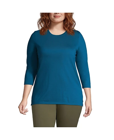 Lands' End Women's Plus 3/4 Sleeve Cotton Supima Tunic